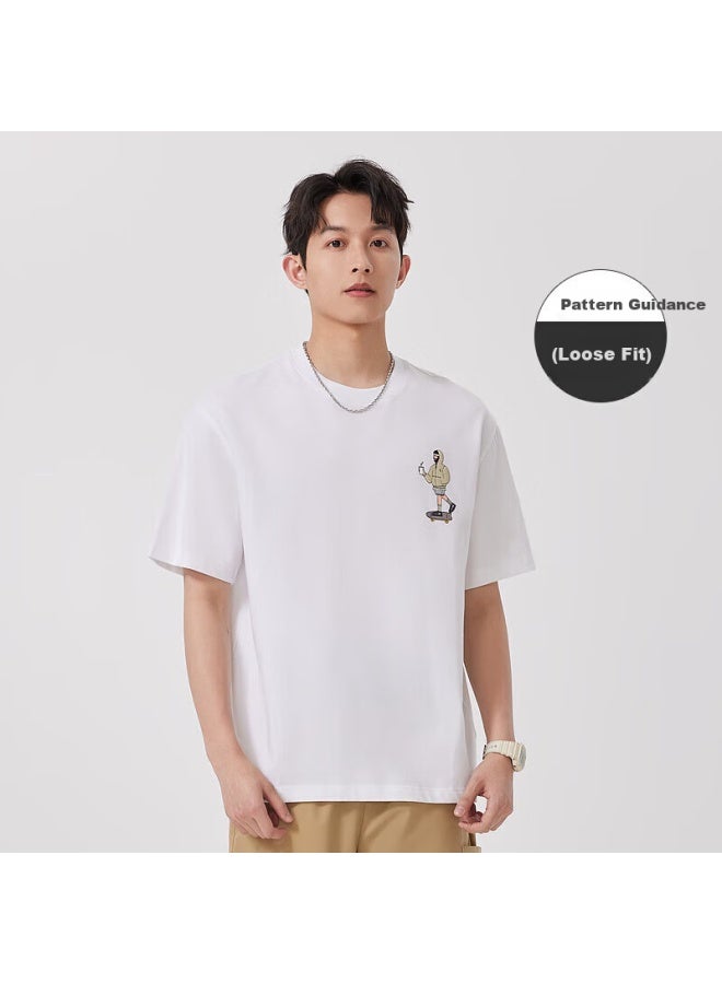 Cabbeen Cityboy Print Men's Solora Cool Feeling T-shirt Summer Print Loose Short Sleeve Bleached White L - Image 1