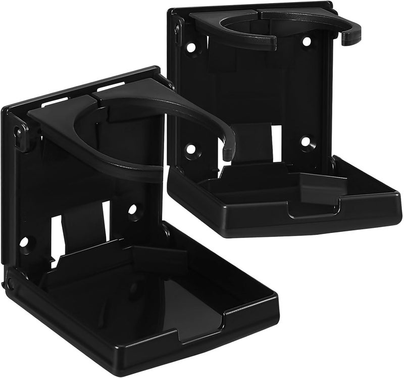 Car Drink Cup Holder and Water Bottle Holder 2pcs Folding Black Automotive for Vehicle Interior Beverage Storage Organizer - Image 1