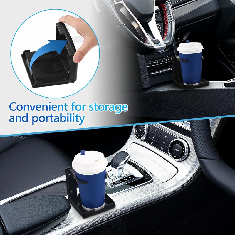 Car Drink Cup Holder and Water Bottle Holder 2pcs Folding Black Automotive for Vehicle Interior Beverage Storage Organizer - Image 4