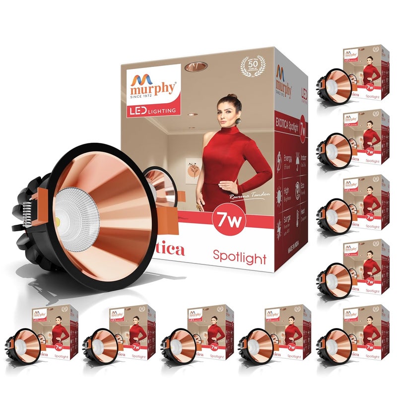 Murphy 7W Black Body Rose Gold Finish COB Spot Down Light Warm White Pack of 10 - Image 1