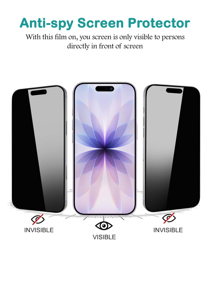 Apple iPhone 17 Privacy Invisible Shield Tempered Glass Full Glue Screen Protector |Premium Edge to Edge Anti Spy Privacy Tempered Glass with Easy Installation Kit - Privacy Glass - Image 3
