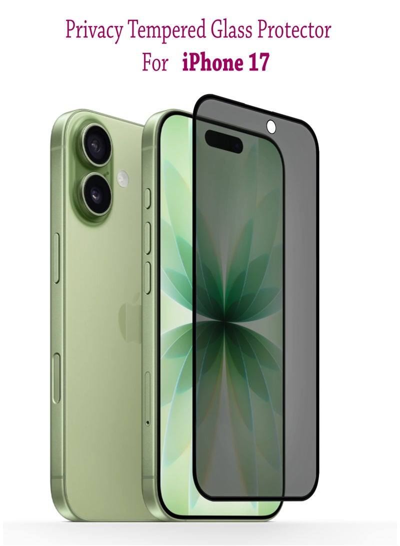 Apple iPhone 17 Privacy Invisible Shield Tempered Glass Full Glue Screen Protector |Premium Edge to Edge Anti Spy Privacy Tempered Glass with Easy Installation Kit - Privacy Glass - Image 1