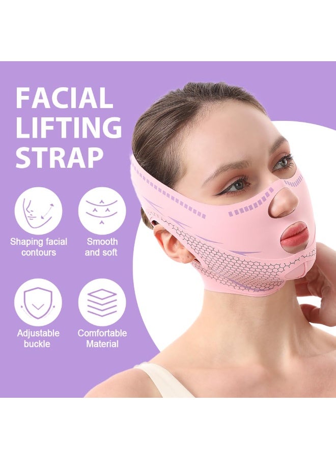 Hugifts Pink Graphene V-Face Sleeping Mask, Lifting & Firming Double Chin Reducer for Jawline Shaping, Breathable Anti-Snoring Facial Shaping Strap - Image 4
