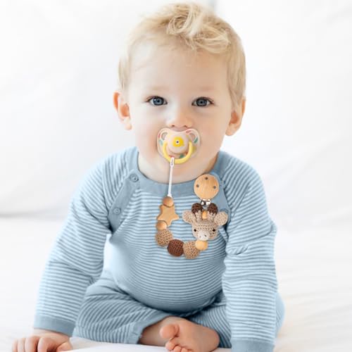 LSTRAGY Handmade Knitted Christmas Pacifier Clip Holder for Boys and Girls,4 PCS Binky Clip Fits for Most Baby Pacifier - Image 2