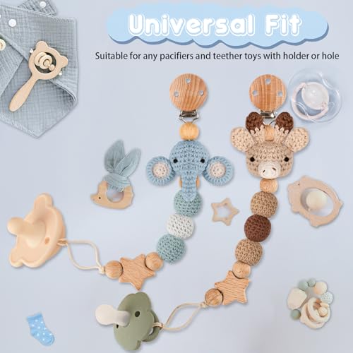 LSTRAGY Handmade Knitted Christmas Pacifier Clip Holder for Boys and Girls,4 PCS Binky Clip Fits for Most Baby Pacifier - Image 4