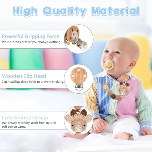 LSTRAGY Handmade Knitted Christmas Pacifier Clip Holder for Boys and Girls,4 PCS Binky Clip Fits for Most Baby Pacifier - Image 5