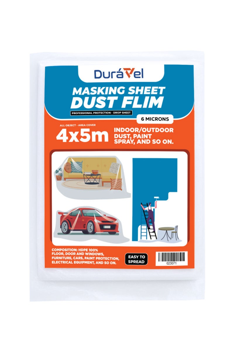 Duravel Duravel Masking Sheet Dust Film, 4x5m, 6 Microns, Indoor/Outdoor Protection Cover for Paint and Dust Visit the Duravel Store  - Image 1