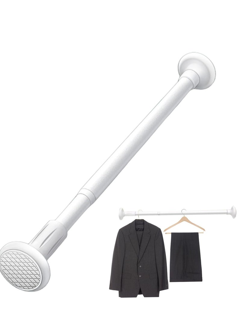KASTWAVE White Curtain Pole 50-80cm Extendable Shower Rail 27mm No Drill Curtain Pole Hold Up to 90kg Stainless Steel Telescopic Clothes Hanging Bar Rail for Bath, Closet, Wardrobe Shower Rail Extendable  - Image 1