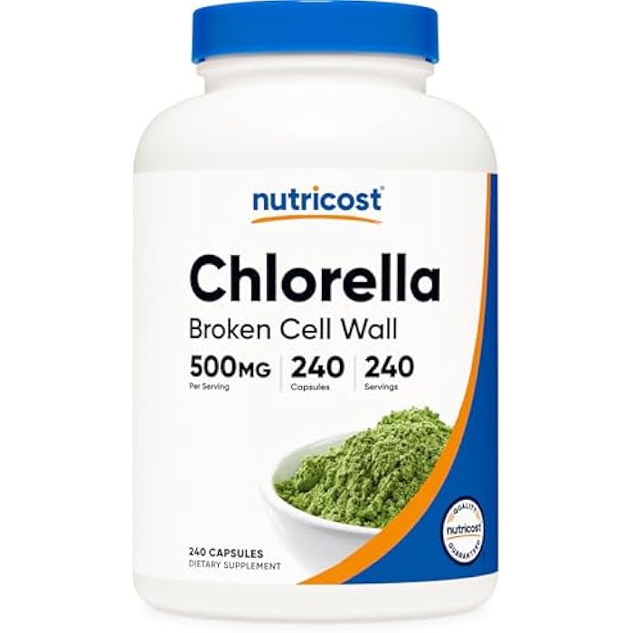 Nutricost Chlorella Capsules 500mg, 240 Vegetarian Capsules - Non-GMO and Gluten Free - Image 1