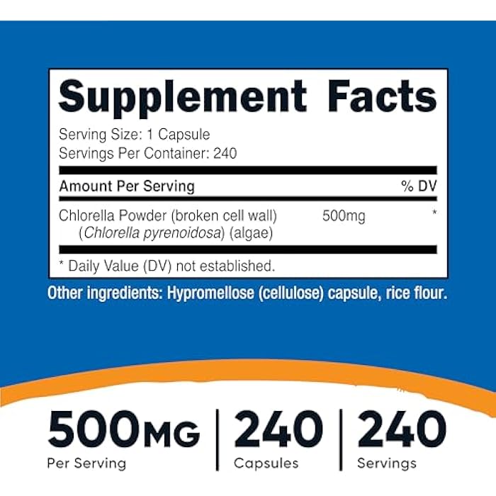 Nutricost Chlorella Capsules 500mg, 240 Vegetarian Capsules - Non-GMO and Gluten Free - Image 2