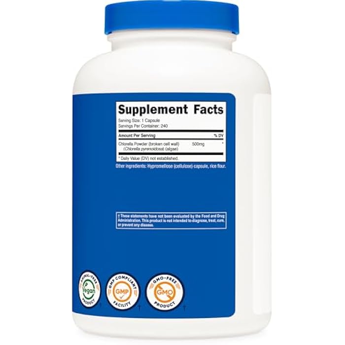 Nutricost Chlorella Capsules 500mg, 240 Vegetarian Capsules - Non-GMO and Gluten Free - Image 5