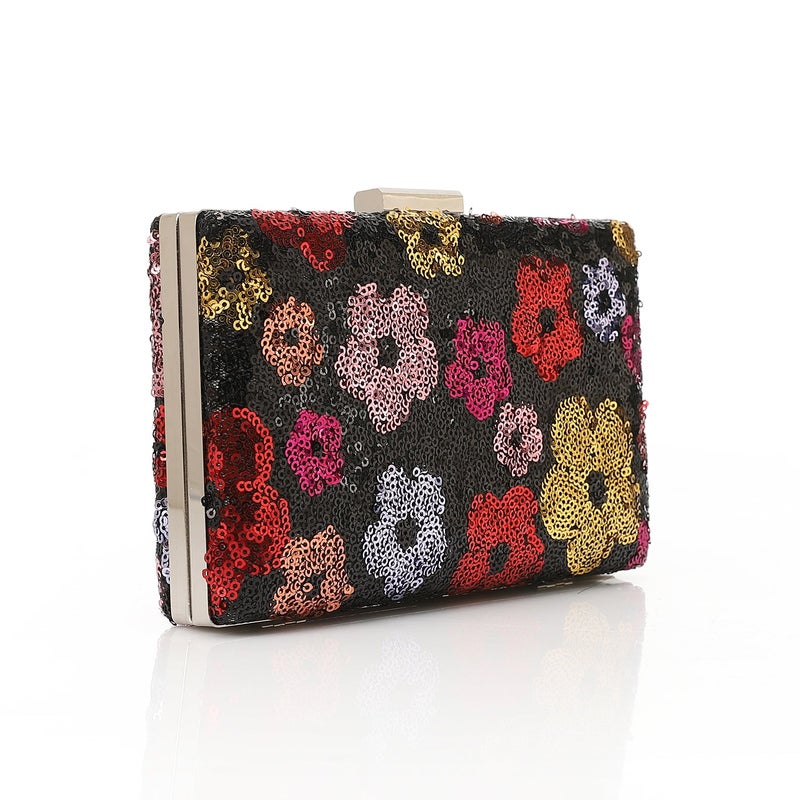 Mr.joe Sequin Floral Box Clutch - Black - Image 2