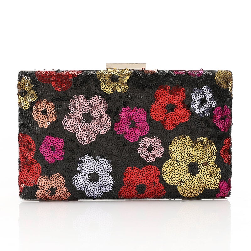 Mr.joe Sequin Floral Box Clutch - Black - Image 3