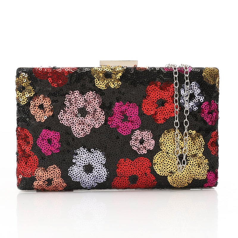 Mr.joe Sequin Floral Box Clutch - Black - Image 1