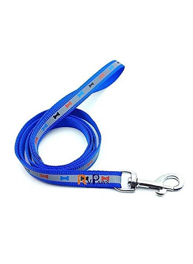 Soft Adjustable Bone Printed Nylon Padded 15Mm Vest Harness And Long Handle Leash Ideal For Outdoor Walking/Training Dogs And Puppies (Blue) - Image 5