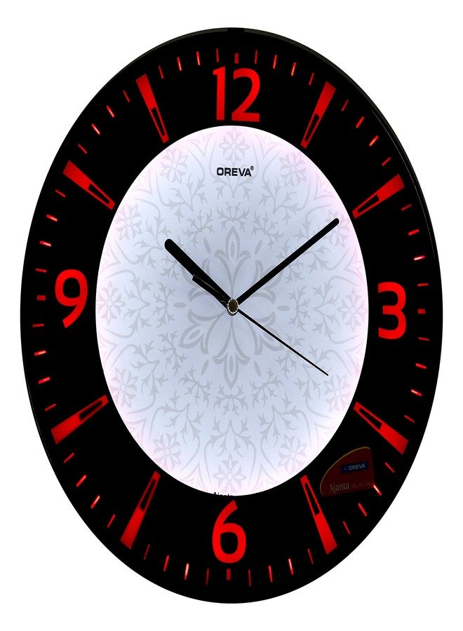 Oreva Plastic Abstract Back Light Round Analog Wall Clock (32 cm x 32 cm x 4 cm, Red LED, AQ 1667) - Image 1
