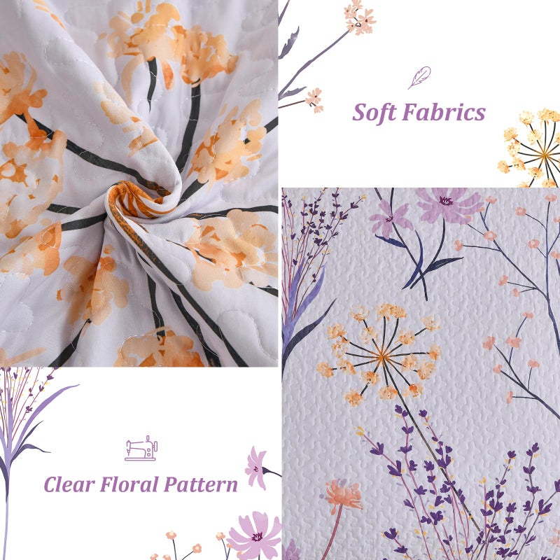 DOBUYLY FLORAL SELL SIZE SIZE PURPLE BUTANICAL KING SPODDEN STE 3 قطع من الألياف الدقيقة الناعمة ذات الأضواء الدقيقة الناعمة المحددة لجميع موسم 110 "X90" " - Image 5