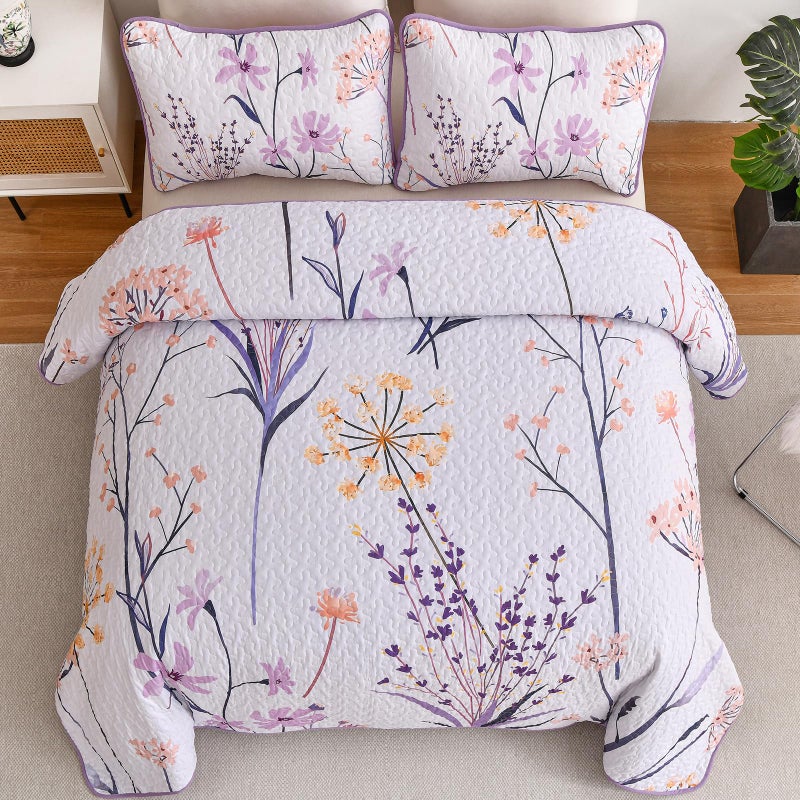DOBUYLY FLORAL SELL SIZE SIZE PURPLE BUTANICAL KING SPODDEN STE 3 قطع من الألياف الدقيقة الناعمة ذات الأضواء الدقيقة الناعمة المحددة لجميع موسم 110 "X90" " - Image 3