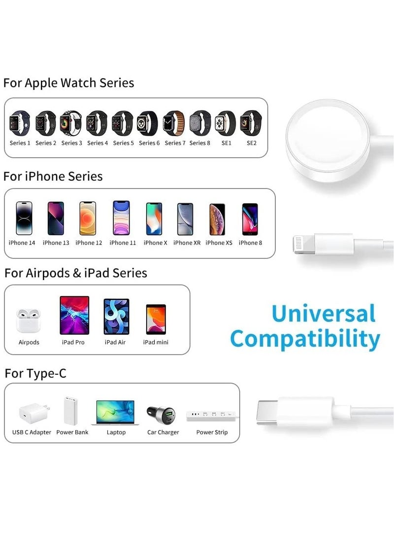 Excefore USB C Watch Charger, Magnetic Charging Cable, 4.9 ft/2m, 2 in 1 iPhone Watch Charger for Apple Watch Series SE/8/7/6/5/4/3/2/1 iPhone 14/13/12/11 Pro/Pro Max/XS Max/XS/XR  - Image 4