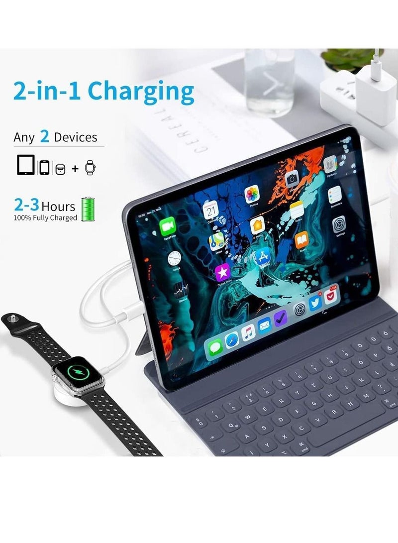Excefore USB C Watch Charger, Magnetic Charging Cable, 4.9 ft/2m, 2 in 1 iPhone Watch Charger for Apple Watch Series SE/8/7/6/5/4/3/2/1 iPhone 14/13/12/11 Pro/Pro Max/XS Max/XS/XR  - Image 2