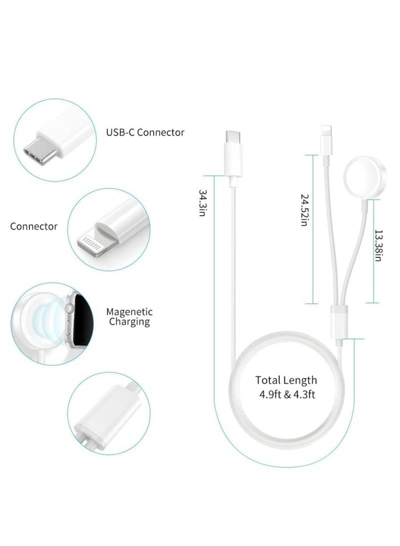 Excefore USB C Watch Charger, Magnetic Charging Cable, 4.9 ft/2m, 2 in 1 iPhone Watch Charger for Apple Watch Series SE/8/7/6/5/4/3/2/1 iPhone 14/13/12/11 Pro/Pro Max/XS Max/XS/XR  - Image 3