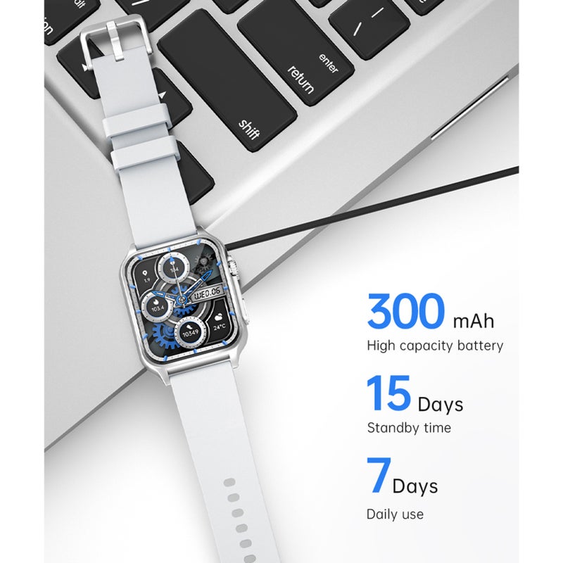 Waterproof Smartwatch: Silver Stainless Steel Strap, 24-Hour Heart Rate Monitoring, Intelligent Voice Assistant - 7-Day Daily Use Long Standby Time, Health Management for Fitness Enthusiasts & Daily H - Image 4