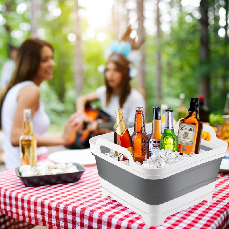 Debecty 2Pcs Ice Bucket 8.5L Ice Buckets for Parties Collapsible Beverage Tub Large Plastic Drink Buckets Party Portable Foldable Cooler Tub with 2 Scoop for Champagne Beer Sparkling Wine Cocktails - Image 2
