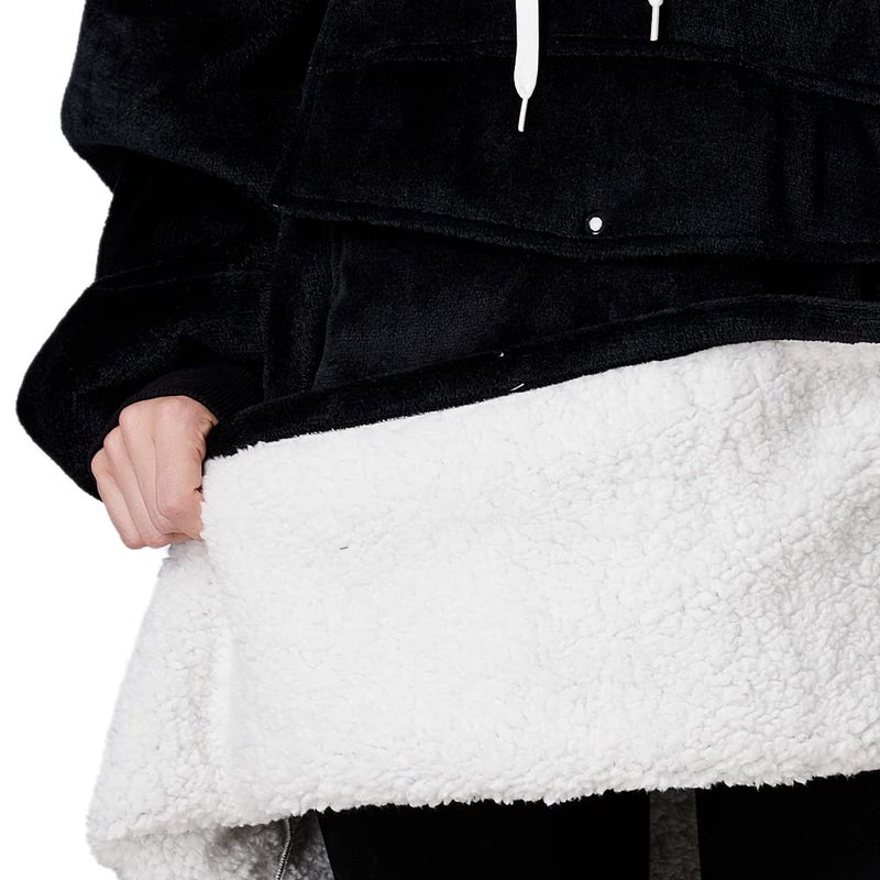 Qeils Qeils Oversized Wearable Blanket Hoodie  Comfy Sherpa Sweatshirt Pullover Jacket (Large Pocket  Black  Adult)  - Image 3