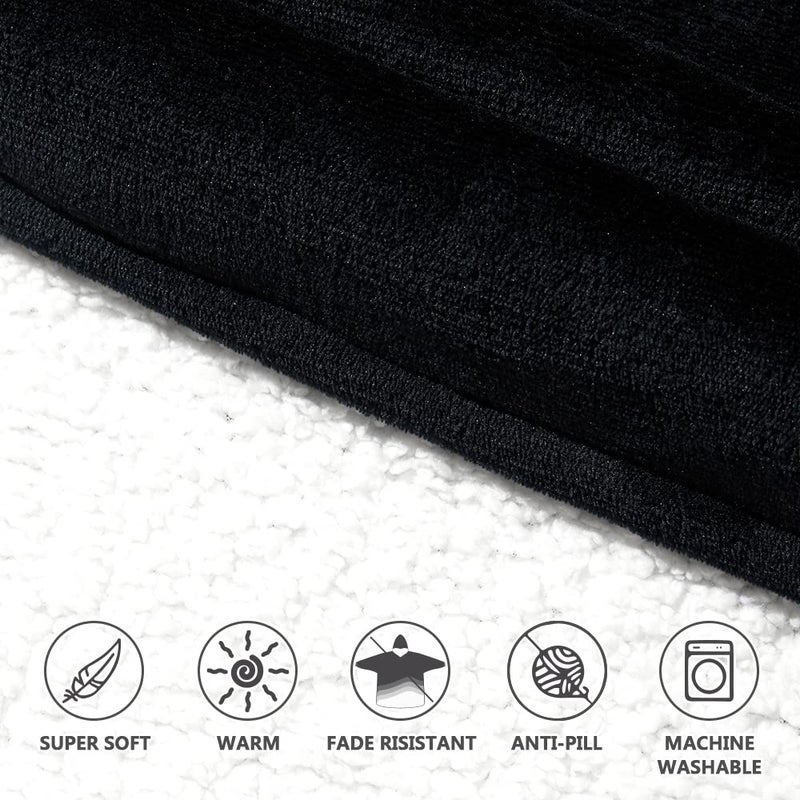 Qeils Qeils Oversized Wearable Blanket Hoodie  Comfy Sherpa Sweatshirt Pullover Jacket (Large Pocket  Black  Adult)  - Image 5