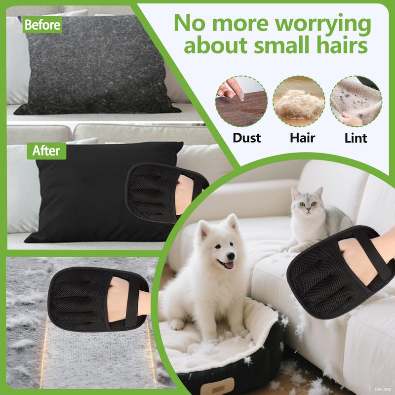 Bumilily 2 Packs Electrostatic Pet Hair Remover Glove for Dogs and Cats â€“ Reusable Brush Pet Hair Removal Glove for Furniture, Car Interiors, Bedding & Clothing - Image 3