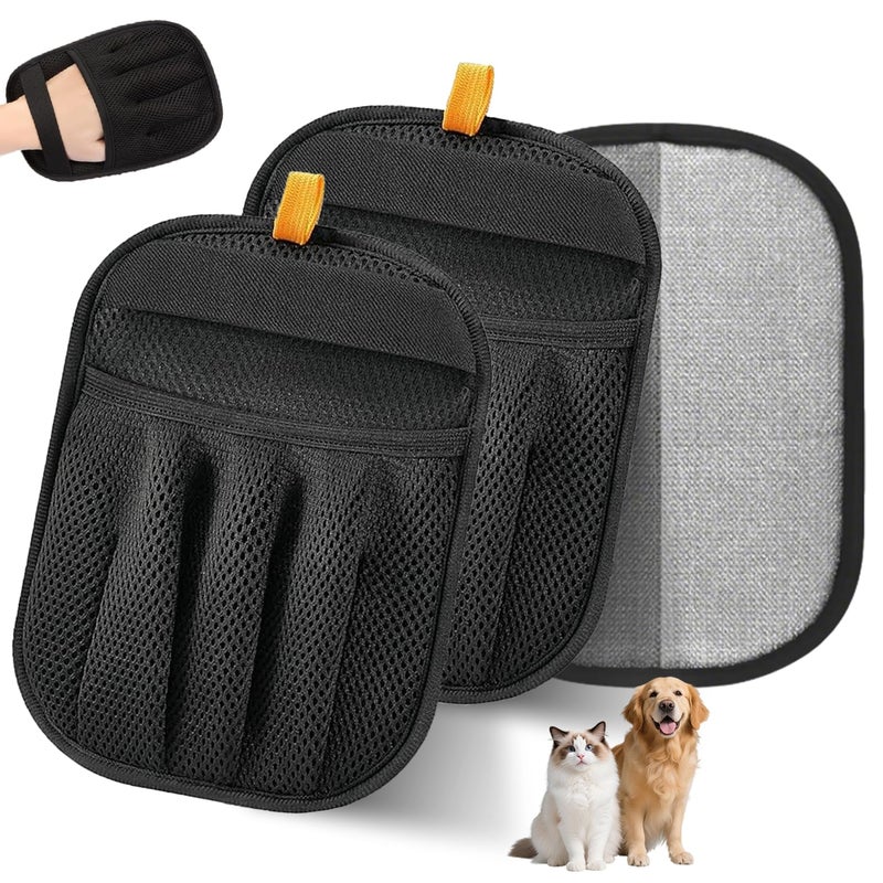 Bumilily 2 Packs Electrostatic Pet Hair Remover Glove for Dogs and Cats â€“ Reusable Brush Pet Hair Removal Glove for Furniture, Car Interiors, Bedding & Clothing - Image 1