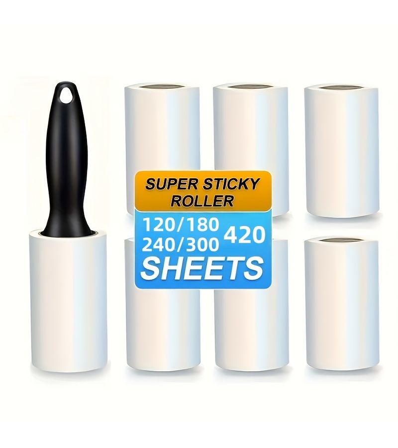 Heavy Duty Lint Roller Replacement Rollers 4 Rolls For Pet Hair Removal Clothes Carpets Seat Covers Dust Lint Cleaning Accessory Home Tool - Image 1