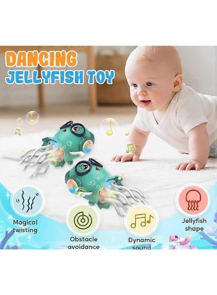 بورتوني لعبة قنديل البحر الراقص للأطفال، لعبة طفل زاحف موسيقية مع أضواء LED وموسيقى، لعبة تفاعلية لوقت البطن، هدية مثالية للأولاد والبنات من عمر 3 إلى 8 سنوات - Image 5