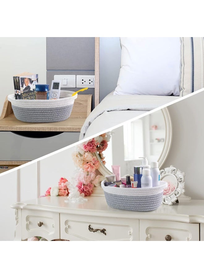 Pro Goleem 3-Piece Woven Basket Set with Gift Bags and Ribbons, Different Sizes for Christmas Gifts, 12"X 8" X 5" Baby Toy Basket with Handles, White&Grey - Image 5