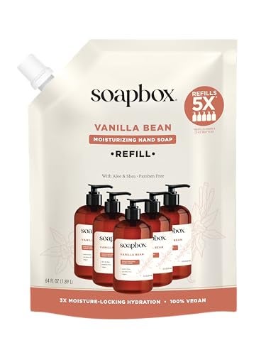 Soapbox Vanilla Bean Liquid Hand Soap Refill, Moisturizing Hand Wash - Gentle Cleanser for Hands - Clean Ingredients Free of Harsh Chemicals, Sulfates, Parabens & Silicones - 64 oz - Image 1