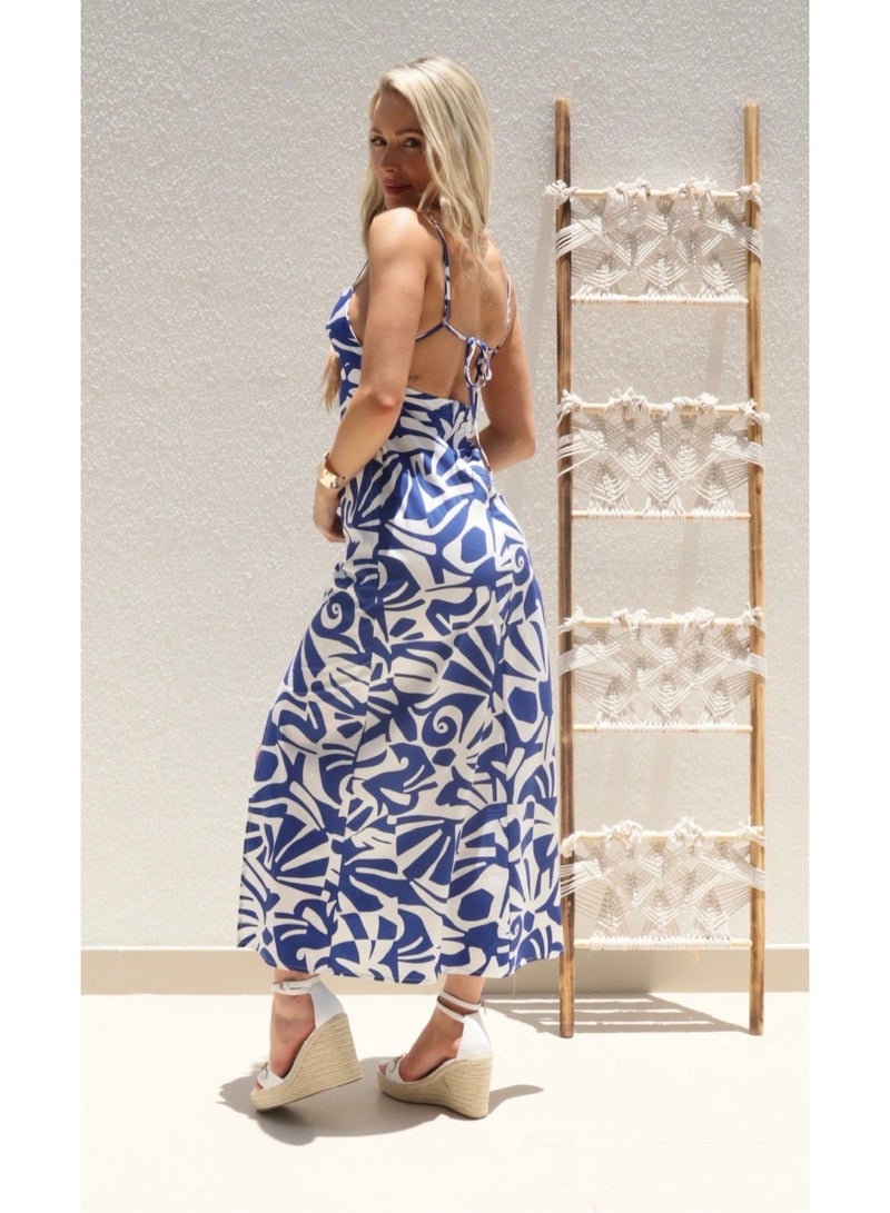 Alorabella Lucia Open Tie Back Dress - Royal Blue  - Image 2