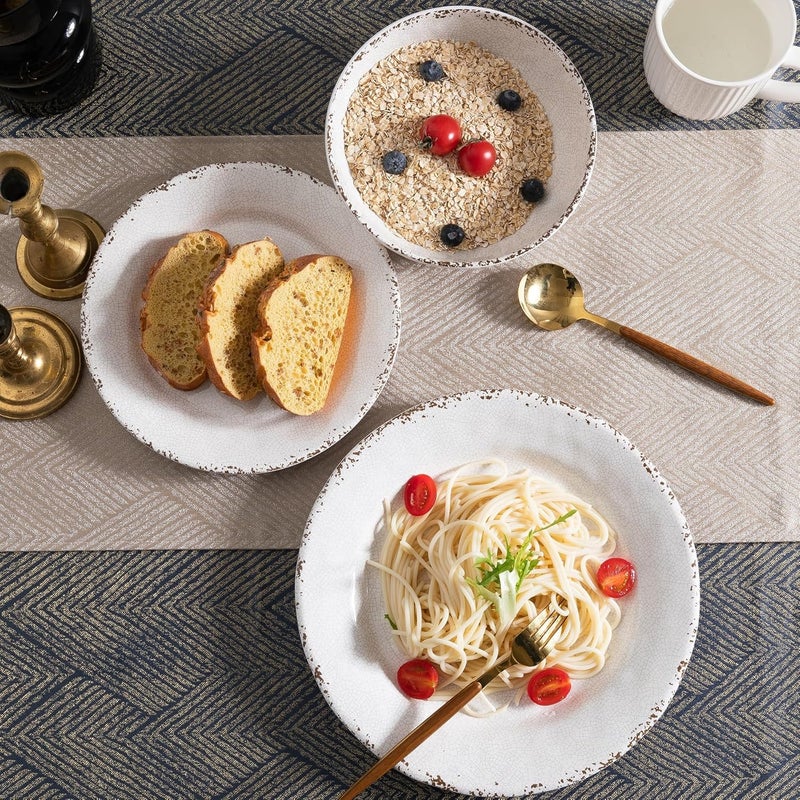 ZAROCRUS Classic Vintage White Melamine Dinner Plate Set 11inch Lightweight Round Kitchen Plates Set for Salad Pasta Unbreakable RV Camping Dining Serving Dishes for Parties Set of 6 - Image 3