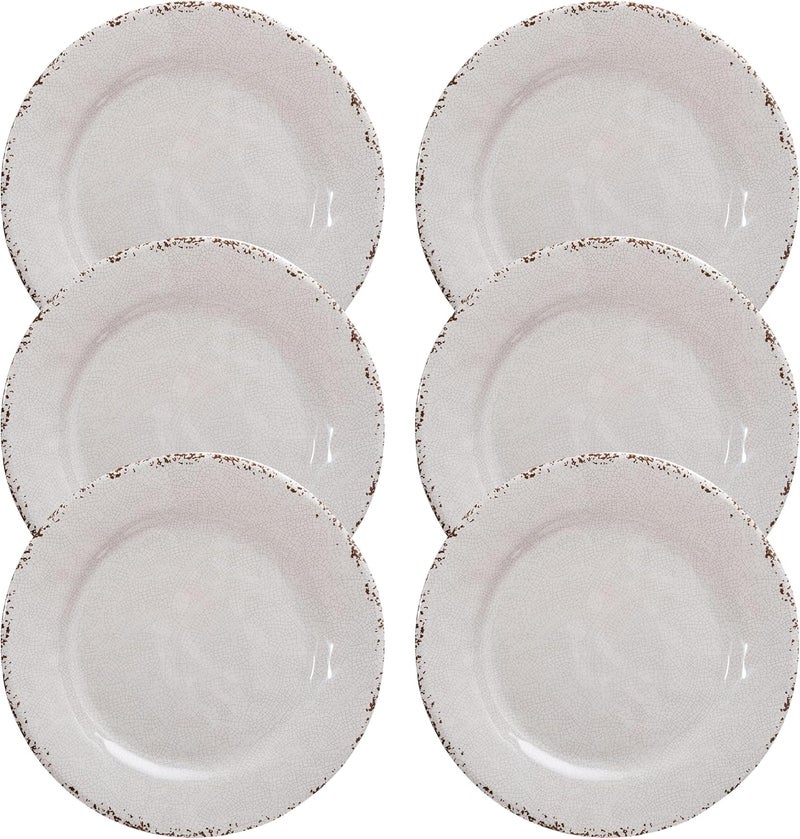 ZAROCRUS Classic Vintage White Melamine Dinner Plate Set 11inch Lightweight Round Kitchen Plates Set for Salad Pasta Unbreakable RV Camping Dining Serving Dishes for Parties Set of 6 - Image 2