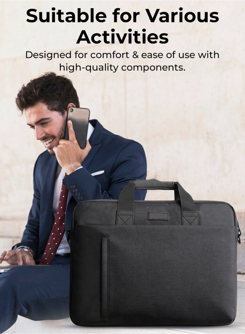 جلاسولوجي Glassology Laptop Bag Slim & Padded Multi Pocket Water Resistant Polyester 15 16 inch Black - Image 4