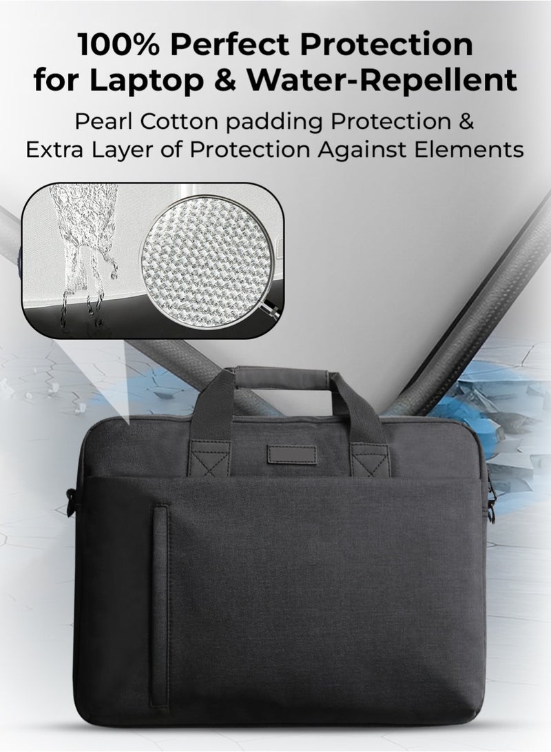 جلاسولوجي Glassology Laptop Bag Slim & Padded Multi Pocket Water Resistant Polyester 15 16 inch Black - Image 5