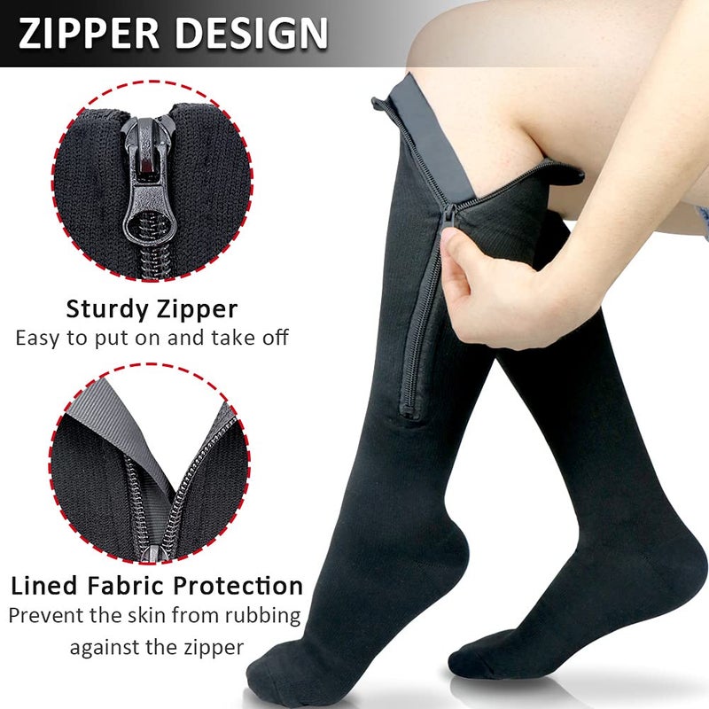 Ailaka Medical 15-20 mmHg Zipper Compression Socks Women Men - Image 3