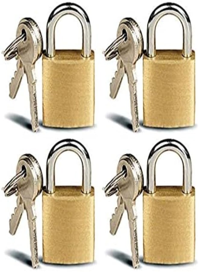 Set 4 Of Mini Brass 25MM Padlocks For Luggage, Lockers, Solid Brass Keyed Alike Padlocks