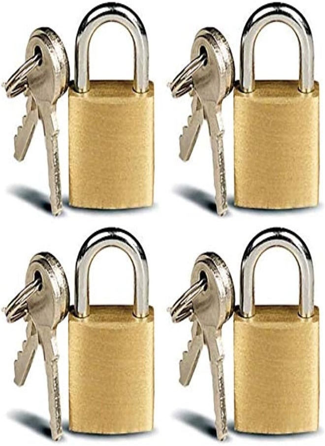 Set 4 Of Mini Brass 25MM Padlocks For Luggage, Lockers, Solid Brass Keyed Alike Padlocks