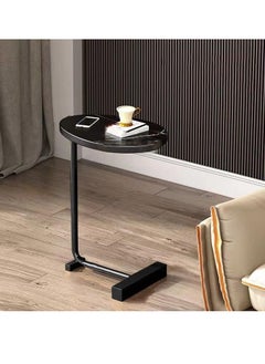 Side Table, Oval Table, C-Shaped End Table, Modern Decorative Table Accent Table Sofa Side Table for Living Room, Bedroom, Hotel, Wooden Look(Size:45 * 30 * 60CM