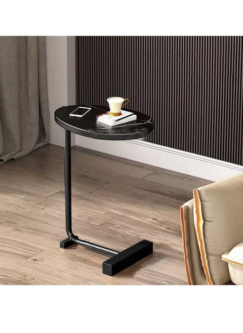 Side Table, Oval Table, C-Shaped End Table, Modern Decorative Table Accent Table Sofa Side Table for Living Room, Bedroom, Hotel, Wooden Look(Size:45 * 30 * 60CM