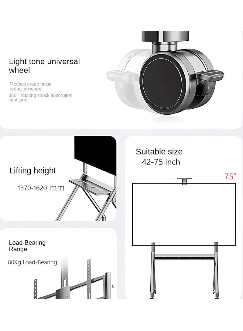 FlashHawk Mobile TV Stand with Wheels for 42-75 Inch Screen TVs or Interactive Whiteboard, Floor TV Cart for Home School Office Black - Image 3