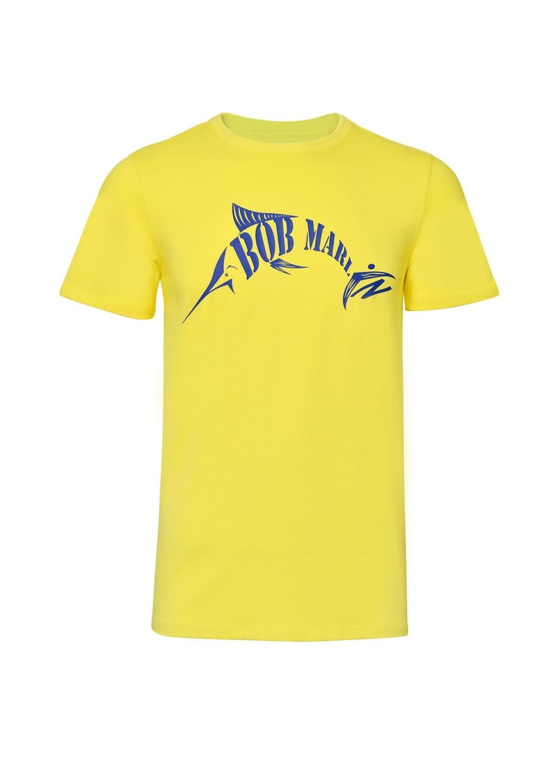 BOB MARLIN - Marlin Premium Tshirt One Love For Fishing Bm Yellow - Image 1