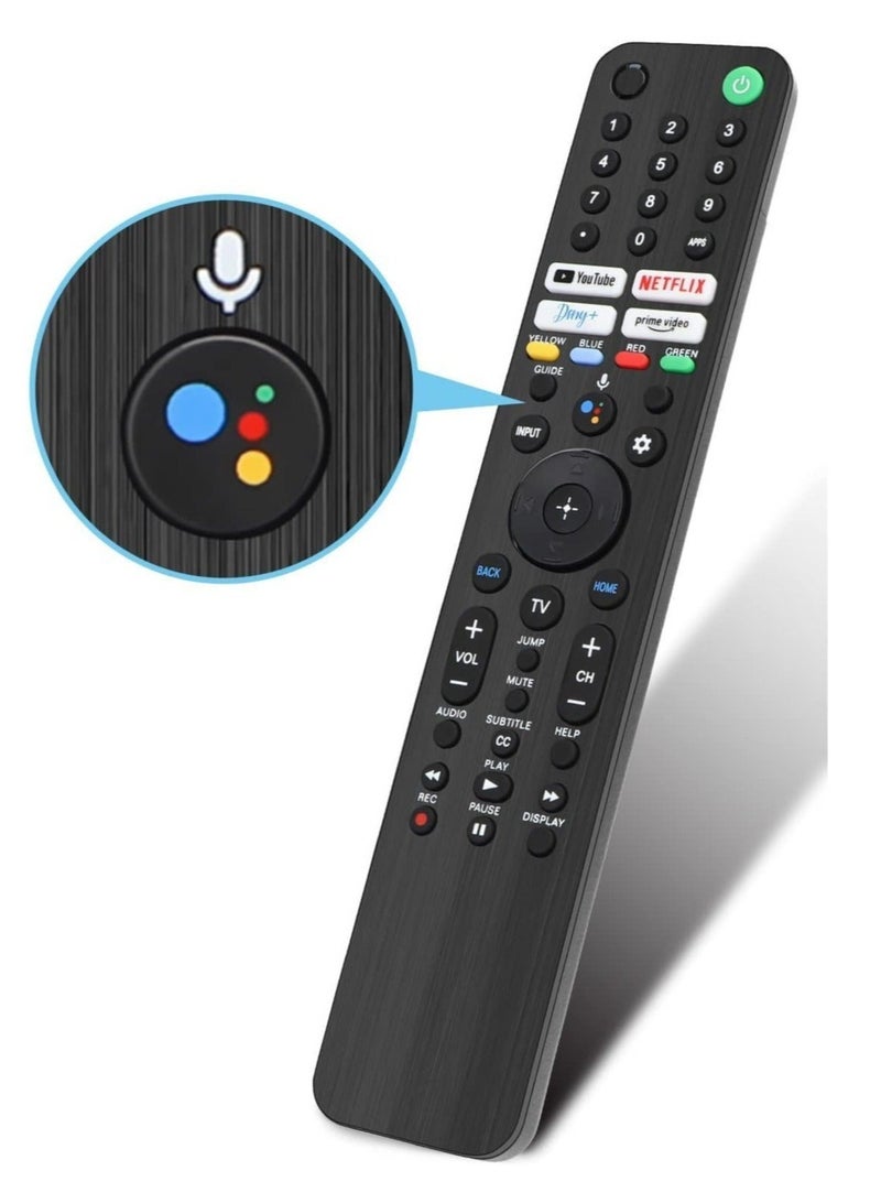 Voice-Controlled Remote RMF-TX520U: Enhanced Replacement for Sony Bravia OLED LED 4K 8K UHD Smart Google TV, Featuring Dedicated Buttons for YouTube, Netflix, Disney+, and Prime Video  - Image 1