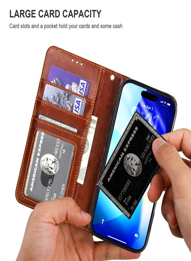 Bocasal Detachable Wallet Case for iPhone 17 Pro RFID Blocking Card Slots Holder Premium PU Leather Magnetic Kickstand Shockproof Wrist Strap Removable Flip Protective Cover 5G 6.3 inch (Brown) - Image 5