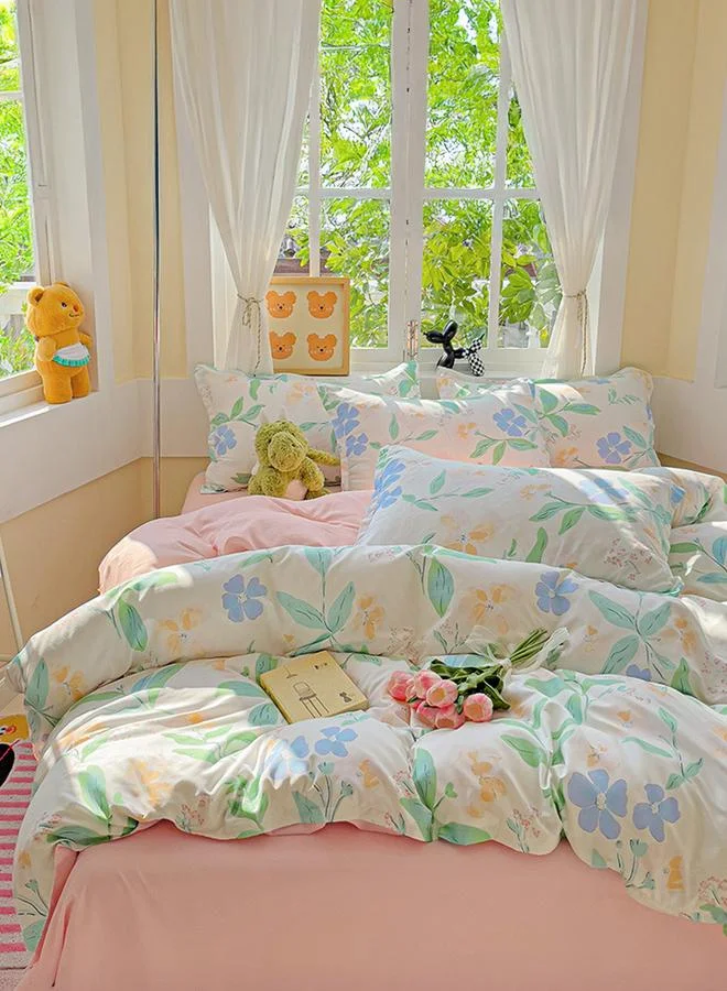 Styli 4-Piece Polyester Quilt Cover Comforter Set - Off White, 180x220cm